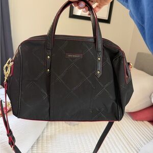 Vera Bradley Black Quilted Tote with red Trim